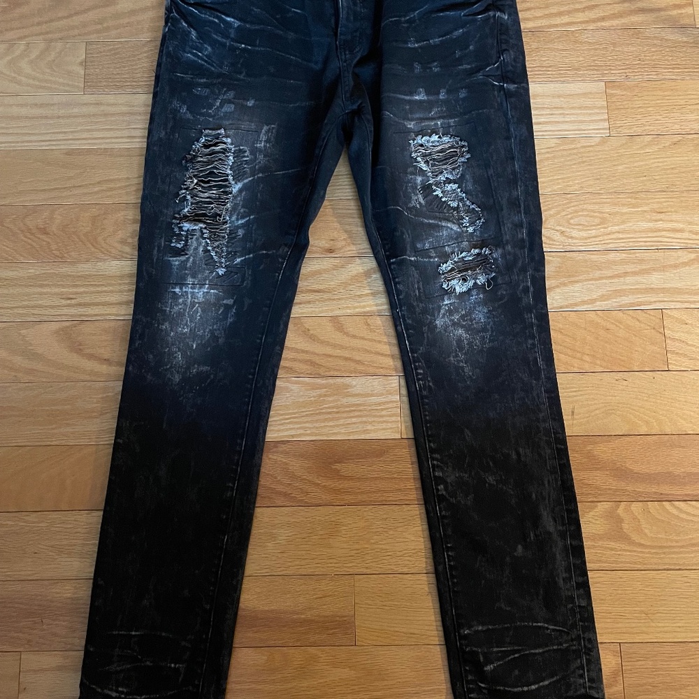 Men's M.LAB black, distressed, smoked jeans